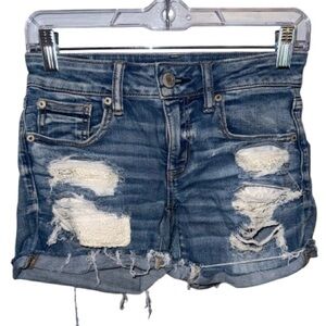 ~American Eagle Outfitters Blue Distressed Jean Shorts